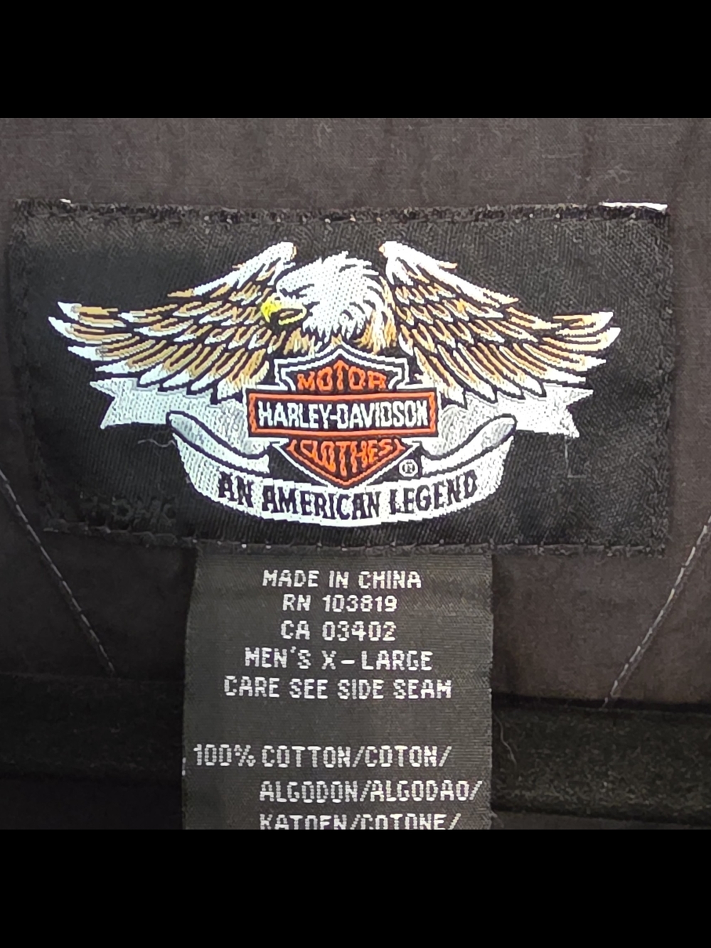 Harley-Davidson Black Men’s Casual Button-Down Shirt with Embroidered Logo - Picture 8 of 9